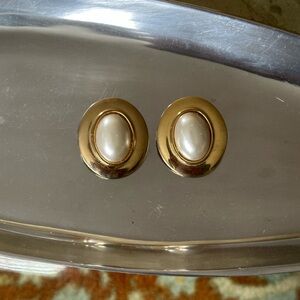 Vintage Large Gold Tone Pierced Earrings